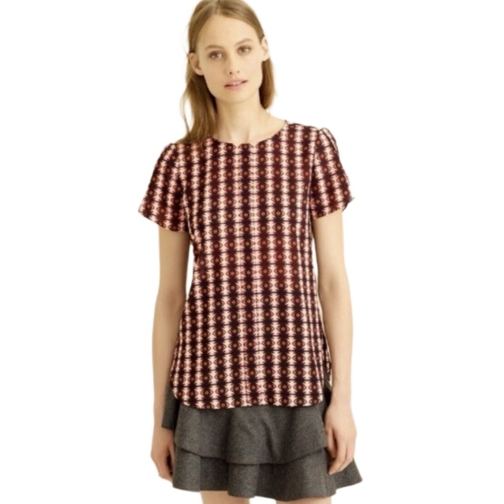 J. CREW Shadow Diamond Print Top
